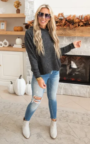 THE MARY Hooded Brushed Melange Hacci Sweater - Final Sale