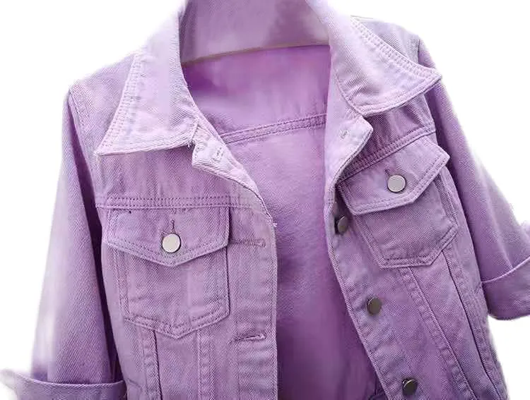 TIAFORD Women's 3/4 Sleeve Cropped Denim Jacket Casual Button Down Lapel Jean Trucker Jackets Coats with Pockets