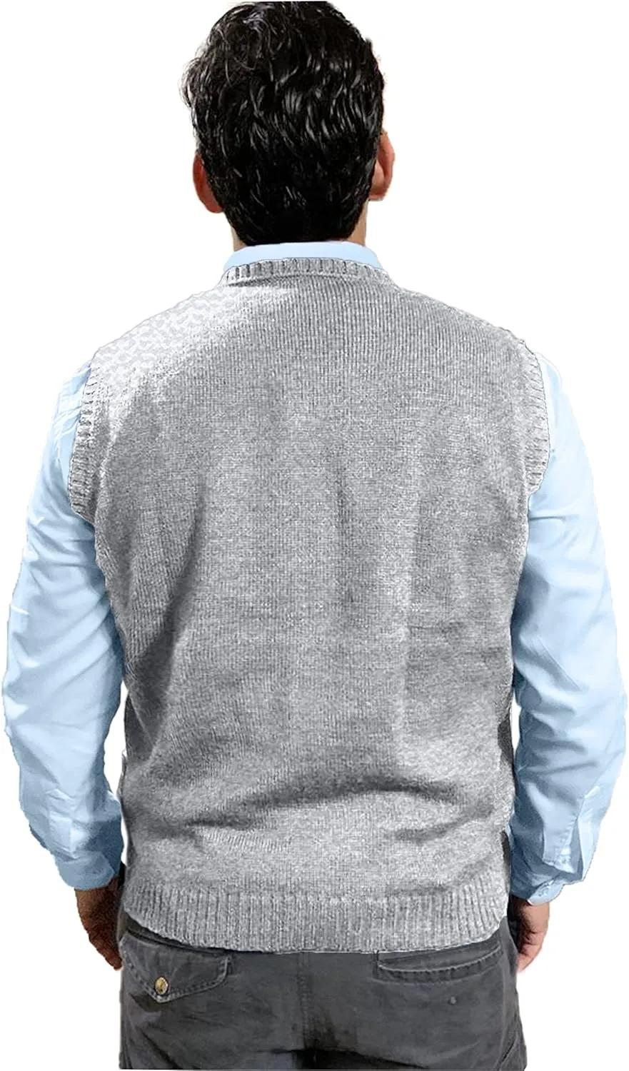 TINKUY Peru Mens Alpaca Wool V Neck Argyle Cardigan Vest, S-4XL
