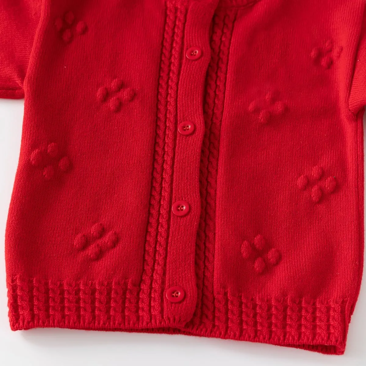 Toddler Baby Girls Cotton Knit Jacquard Sweater Cardigan, Crew Neck Spring Coat Sweater Long Sleeve Clothes Warm Tops