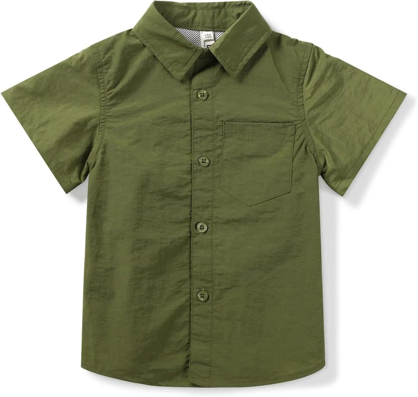 Toddler&Boys Shorts Sleeve Button Down Casual Shirts Quick Dry Solid Summer Outdoor Beach Tops