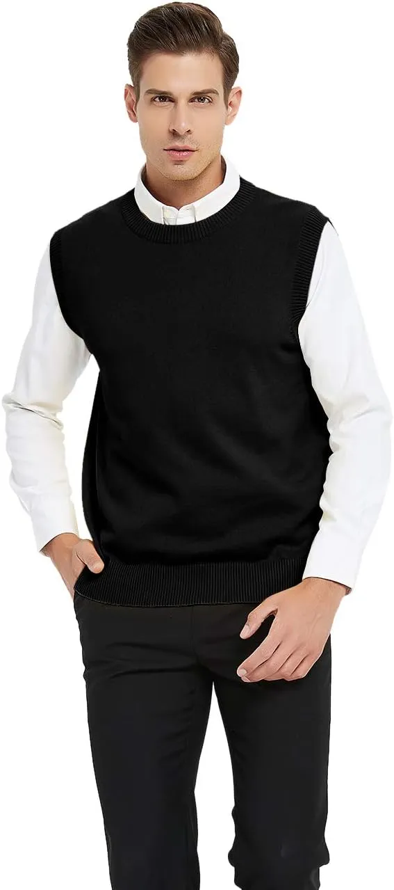TopTie Men's 100% Cotton Knit Sweater Vest