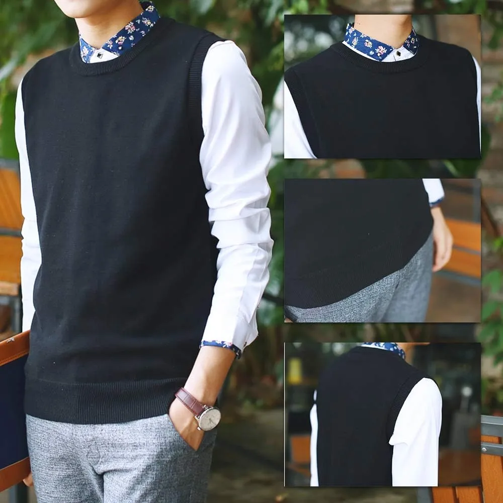TopTie Men's 100% Cotton Knit Sweater Vest