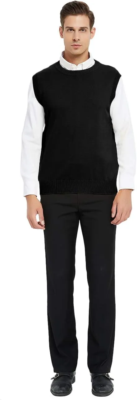 TopTie Men's 100% Cotton Knit Sweater Vest