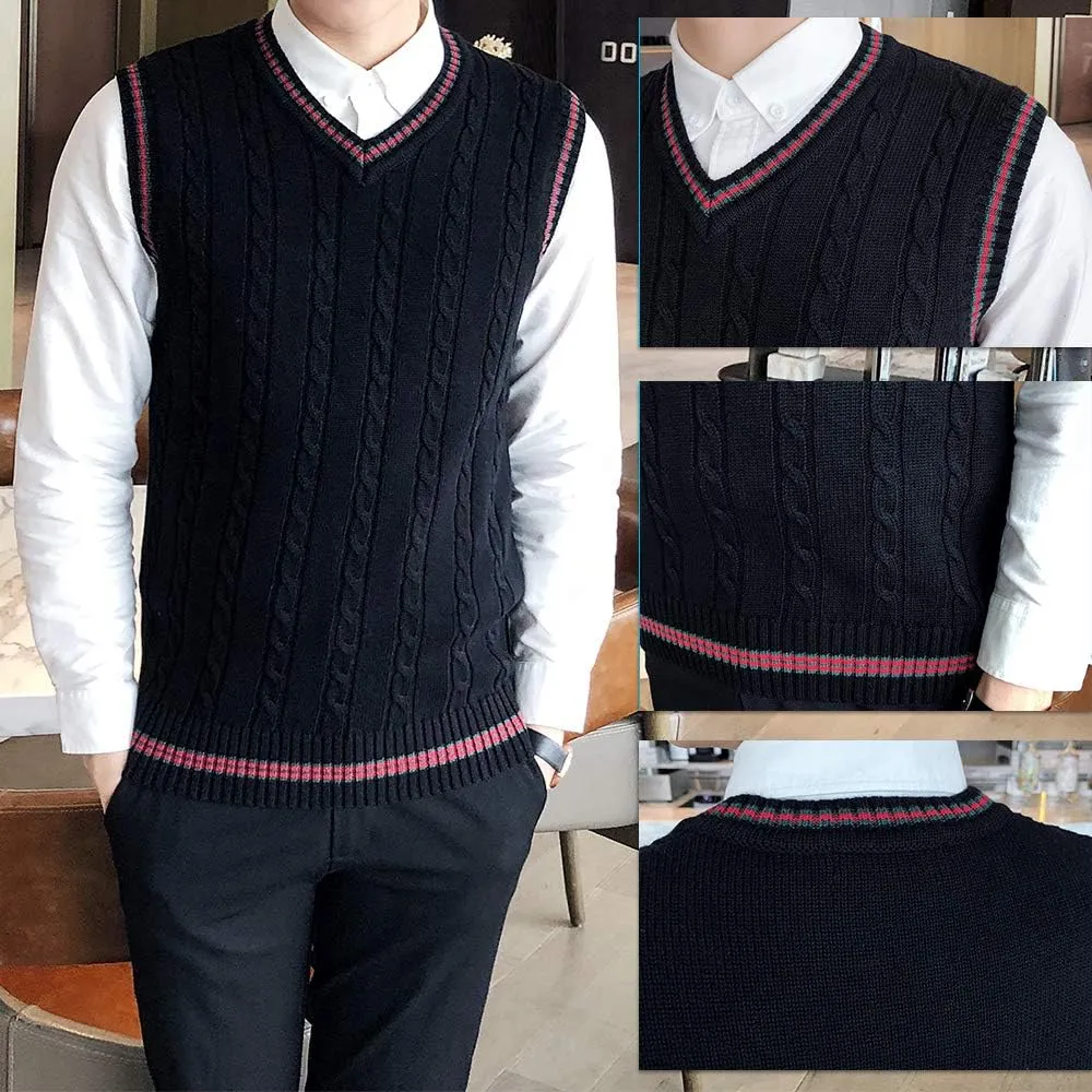 TopTie Men's 100% Cotton Knit Sweater Vest