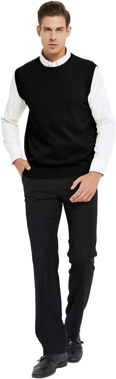 TopTie Men's 100% Cotton Knit Sweater Vest