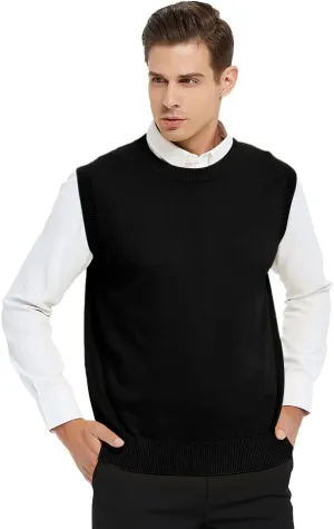 TopTie Men's 100% Cotton Knit Sweater Vest
