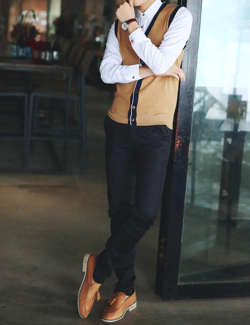 TopTie Men's Sweater Cardigan Vest Slim Fit Stylish Button Down Knitted