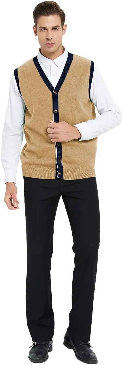 TopTie Men's Sweater Cardigan Vest Slim Fit Stylish Button Down Knitted