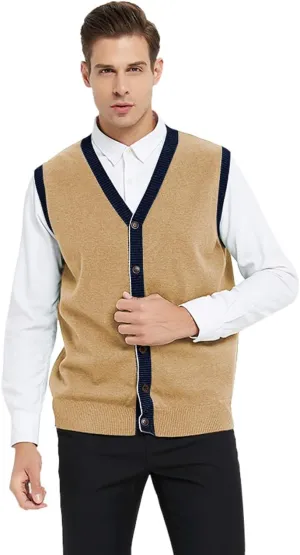 TopTie Men's Sweater Cardigan Vest Slim Fit Stylish Button Down Knitted