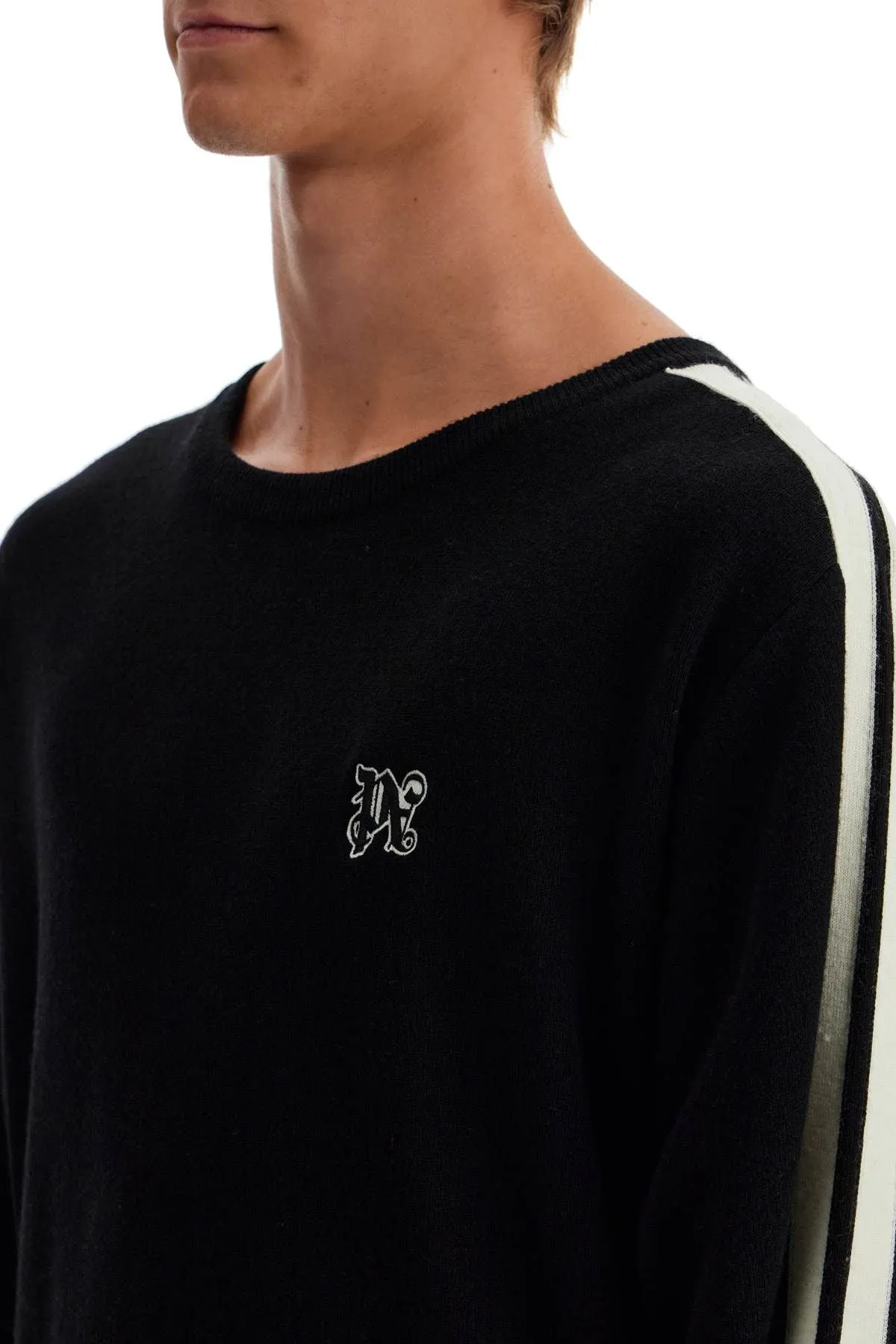 TRACK BAND PULLOVER SWEATER WITH