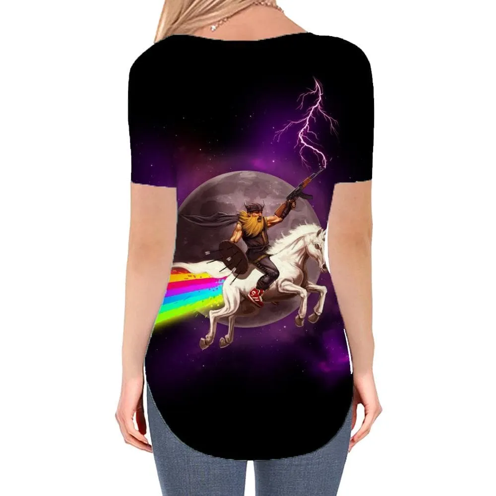 Unicorn T Shirt Women Rainbow Tshirts Printed Moon Funny T shirts Lightning T-shirts 3d