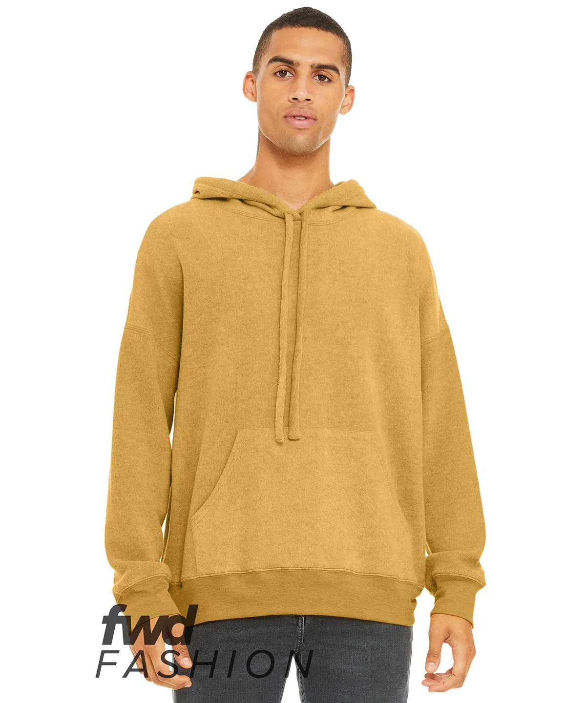Unisex sueded fleece pullover hoodie | Heather Mustard