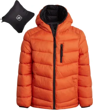 URBAN REPUBLIC Boys Foldable Hooded Jacket  Insulated Weather Resistant Bubble Puffer Windbreaker Coat for Boys Sizes 4-20
