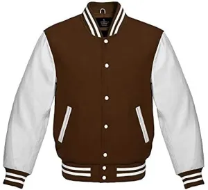 Varsity jacket Baseball Letterman Bomber School Collage Premium Wool and Genuine White Leather Sleeves Jacket