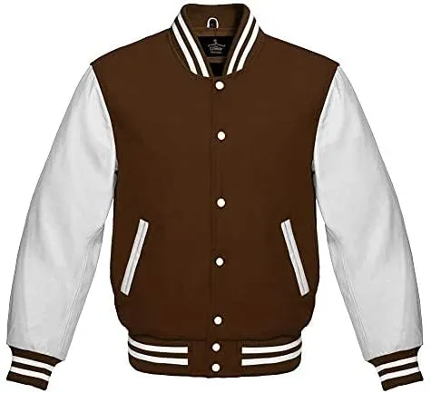 Varsity jacket Baseball Letterman Bomber School Collage Premium Wool and Genuine White Leather Sleeves Jacket