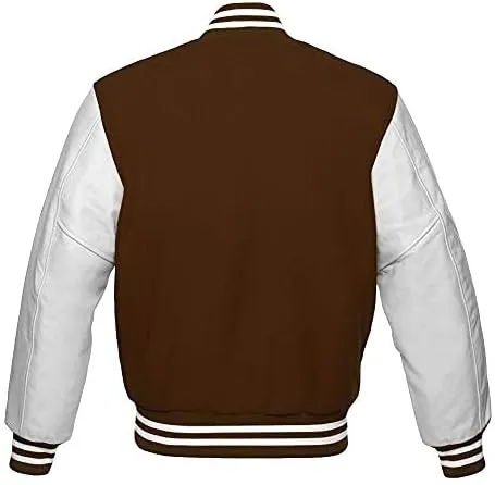 Varsity jacket Baseball Letterman Bomber School Collage Premium Wool and Genuine White Leather Sleeves Jacket