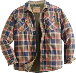 Venado Men's Jaxson Sherpa Lined Flannel Shirt Jacket - Premium Flannel Coat with Snaps