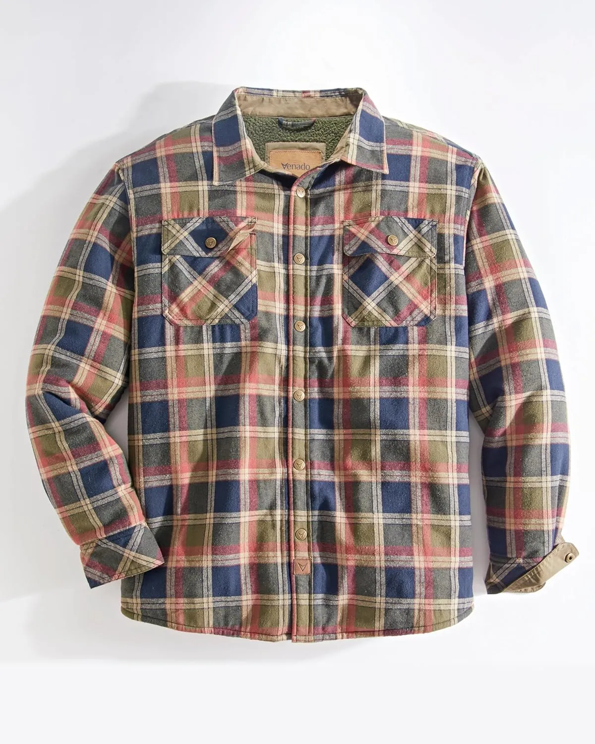 Venado Men's Jaxson Sherpa Lined Flannel Shirt Jacket - Premium Flannel Coat with Snaps