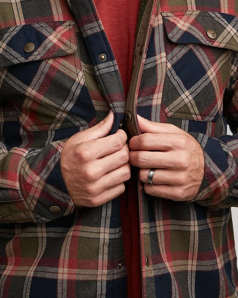 Venado Men's Jaxson Sherpa Lined Flannel Shirt Jacket - Premium Flannel Coat with Snaps