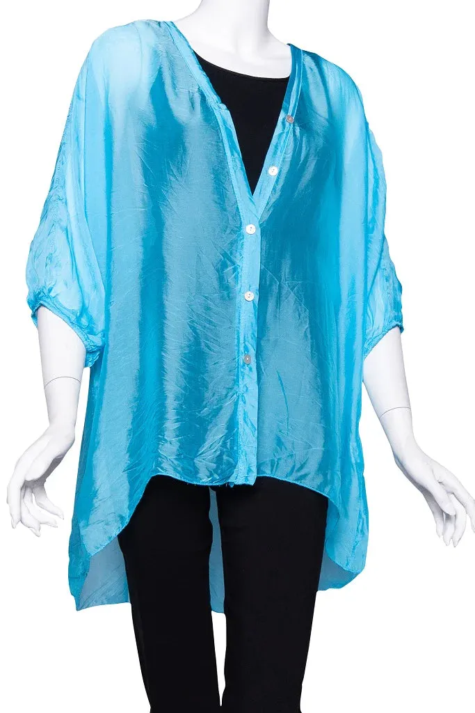 VIOLA 3/4 SLEEVE SILK BUTTON FRONT BLOUSE