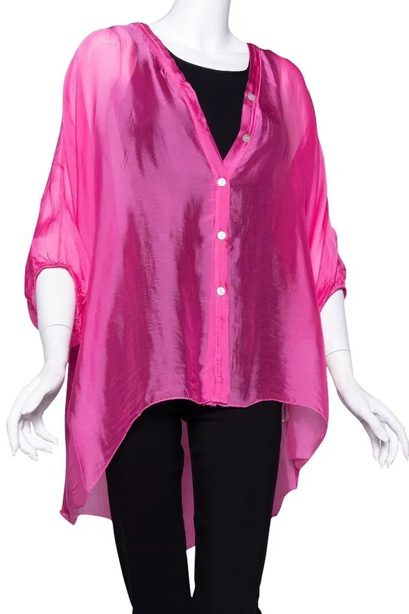 VIOLA 3/4 SLEEVE SILK BUTTON FRONT BLOUSE
