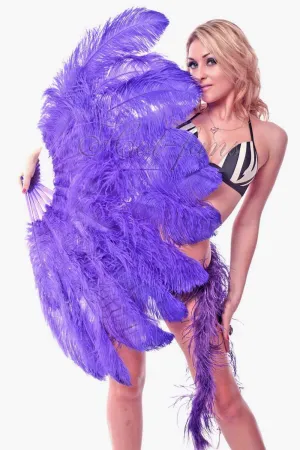 Violet intermediate 2 layers Ostrich Feather Fan 30"x 54"