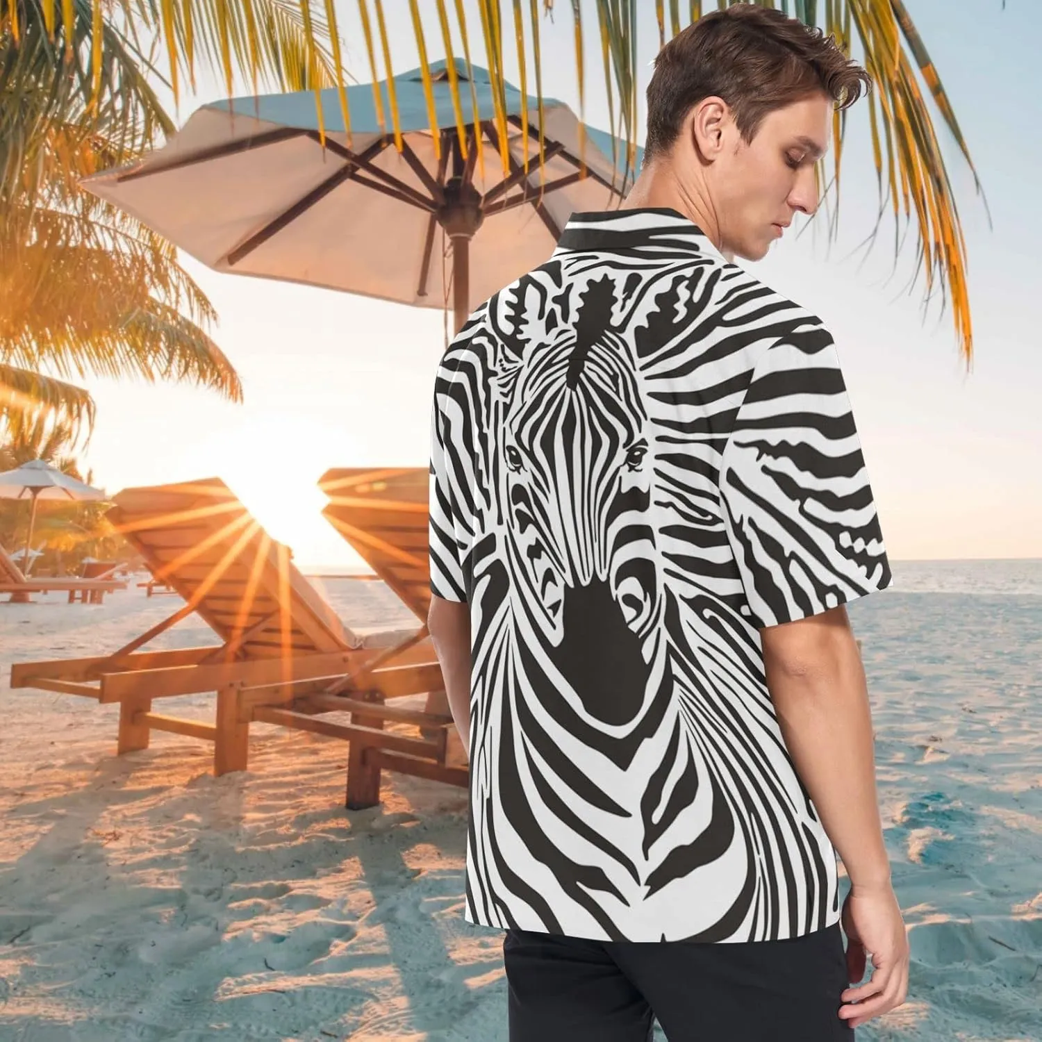 visesunny Novelty Hawaiian Shirt for Men Unisex Summer Beach Casual Short Sleeve Button Down Shirts Tropical Vacation Clothes