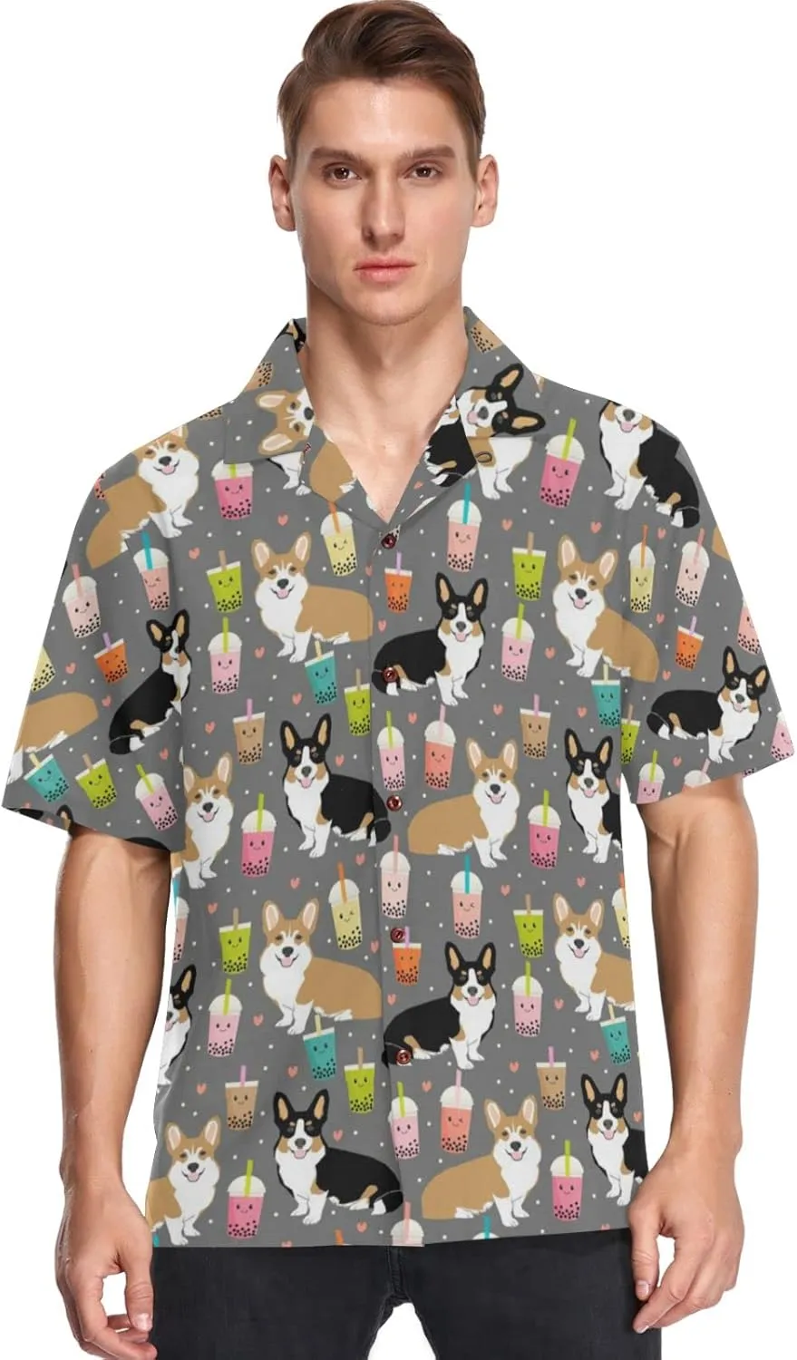 visesunny Novelty Mens Hawaiian Shirts Casual Tropical Short Sleeve Button Down Shirt Summer Beach Shirts S-XXXL