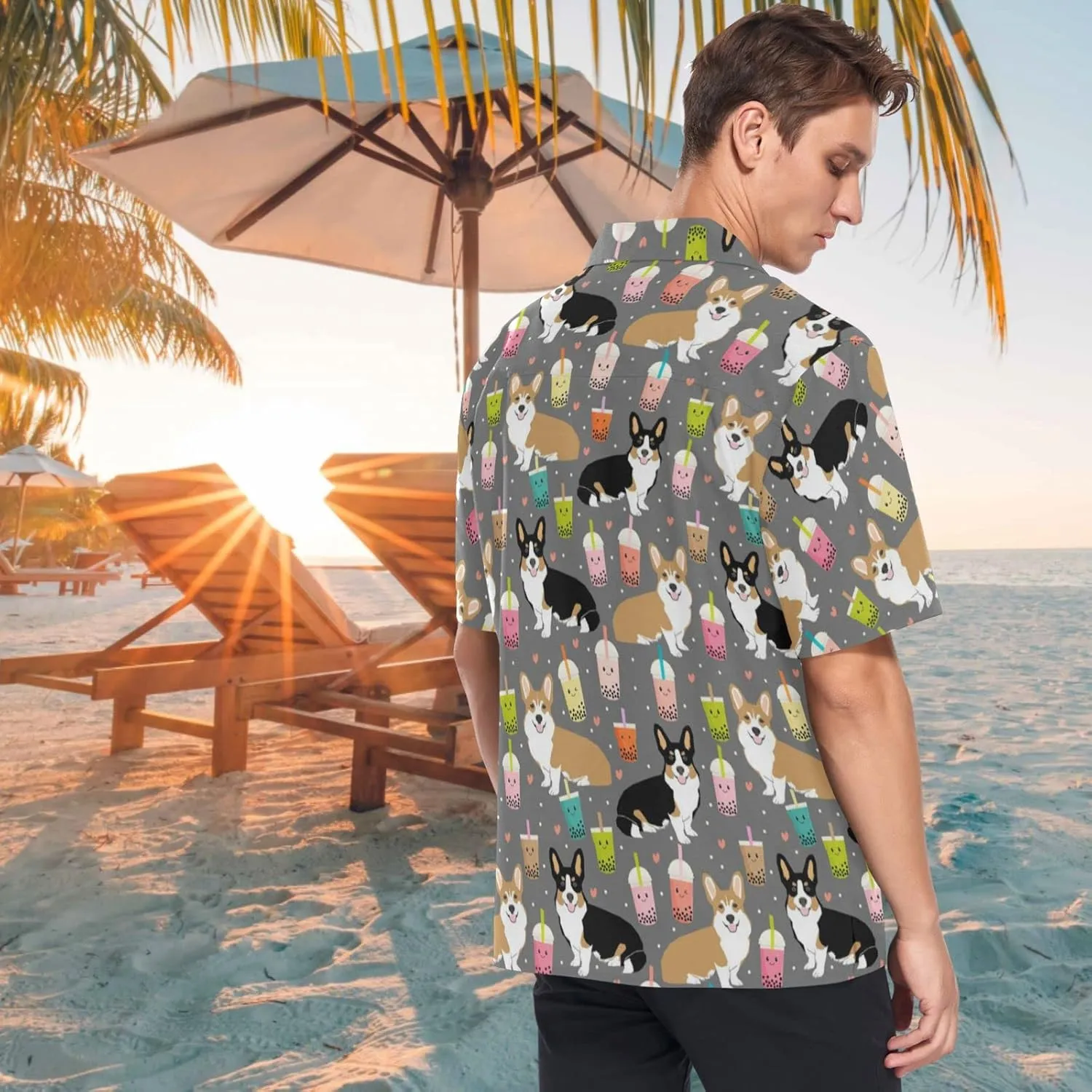 visesunny Novelty Mens Hawaiian Shirts Casual Tropical Short Sleeve Button Down Shirt Summer Beach Shirts S-XXXL