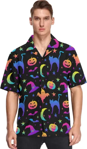 visesunny Stylish Men's Hawaiian Print Button Down Short Sleeve Shirt Funny Tropical Floral Casual Beach Shirts Gift