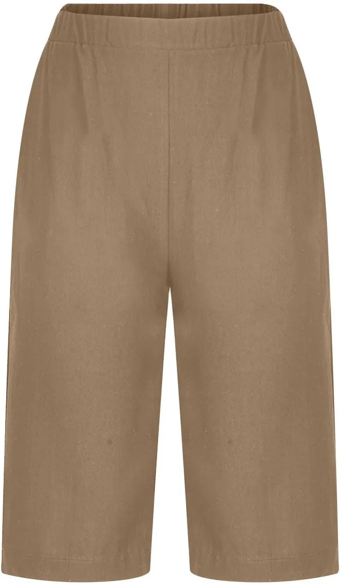 Wkishenl Athletic Shorts for Women Solid High Waisted Elastic Bermuda Short Summer Casual Comfy Linen Pants with Pockets
