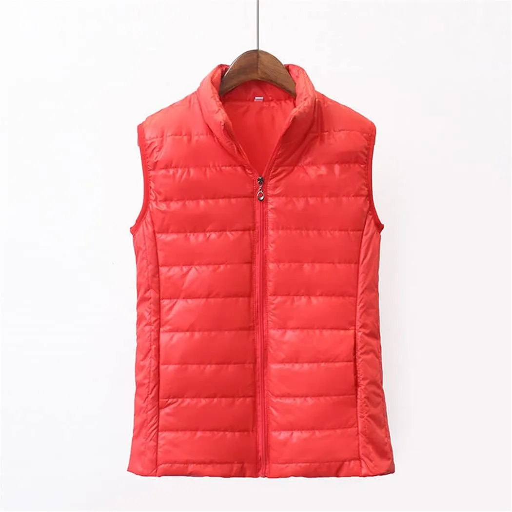 Woman Jacket Vest Autumn Winter Stand-Up Collar Cotton-Padded Coat Small Padded Jacket Short Light Vest