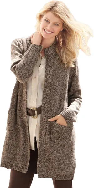 Woman Within Plus Size Marled Sweater Jacket