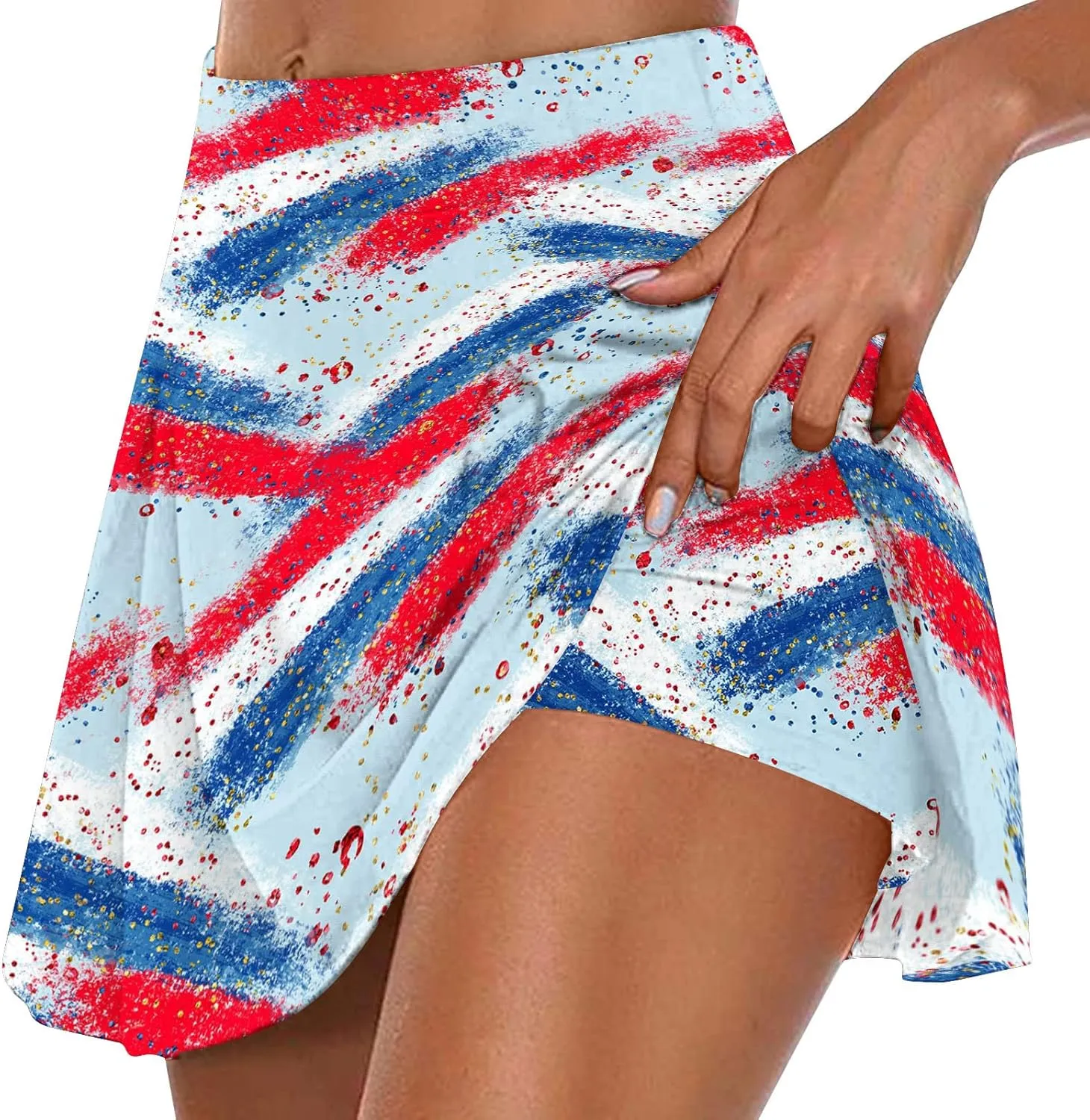 Women American Flag Skorts Yoga Patriotic Striped Active Skirts Beach Vacation Independence Day Golf Tennis Shorts