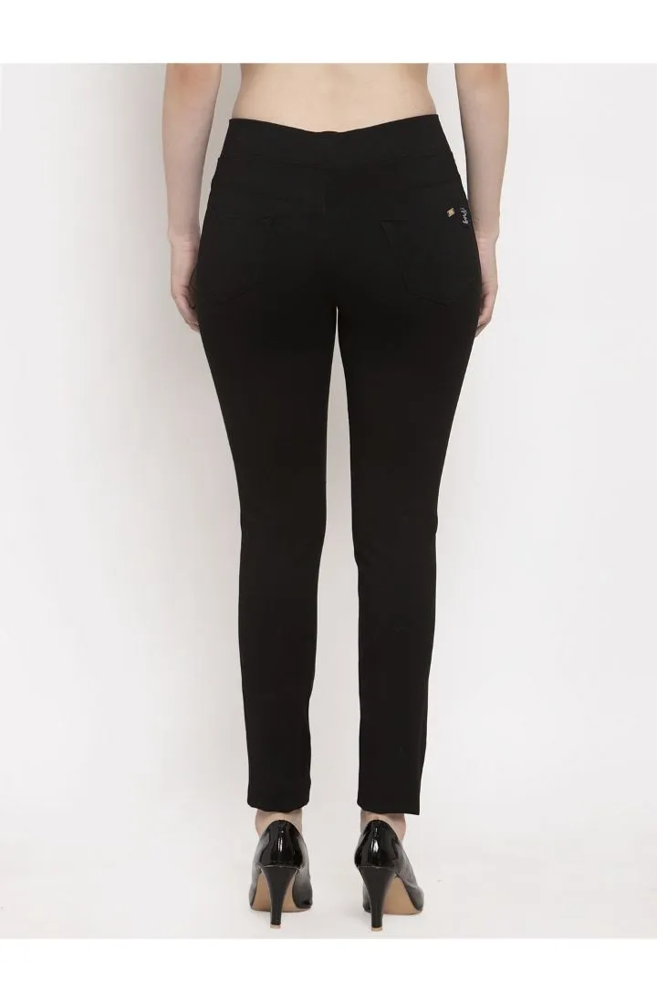 Women Black Skinny fit 4 way Stretchable Trouser