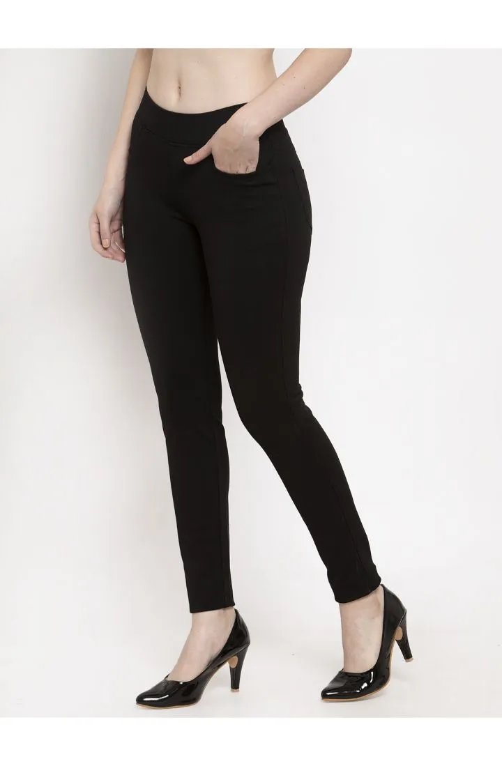 Women Black Skinny fit 4 way Stretchable Trouser