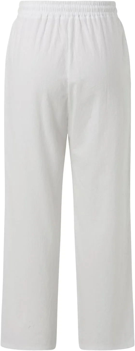 Women Fashion Casual High Waist Wide Leg Pants Drawstring Elastic Trousers Comfy Long Pants with Pockets