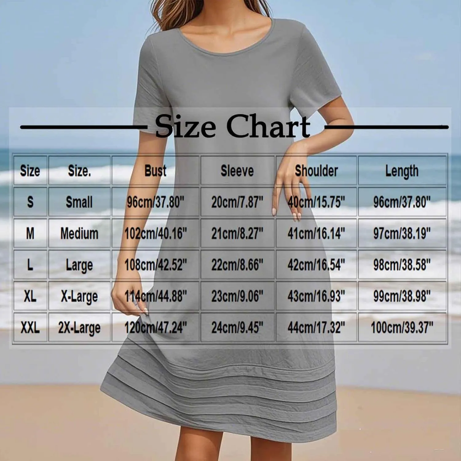 Women Pleated Hem T Shirt Dress Summer Cotton Linen Short Sleeve Crewneck A-Line Dresses Casual Beach Knee Dress