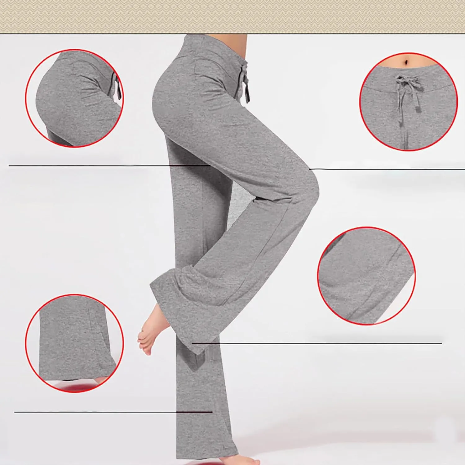 Women Plus Size Yoga Pants 2025 Casual Drawstring Elastic High Waist Wide Leg Workout Trousers Loose Palazzo Pants