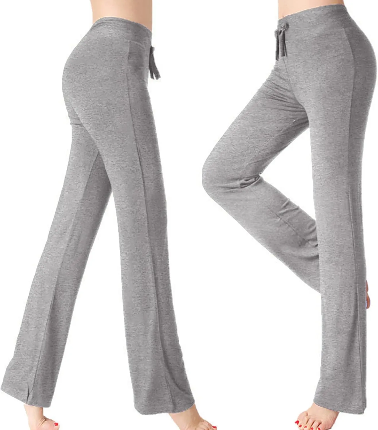 Women Plus Size Yoga Pants 2025 Casual Drawstring Elastic High Waist Wide Leg Workout Trousers Loose Palazzo Pants