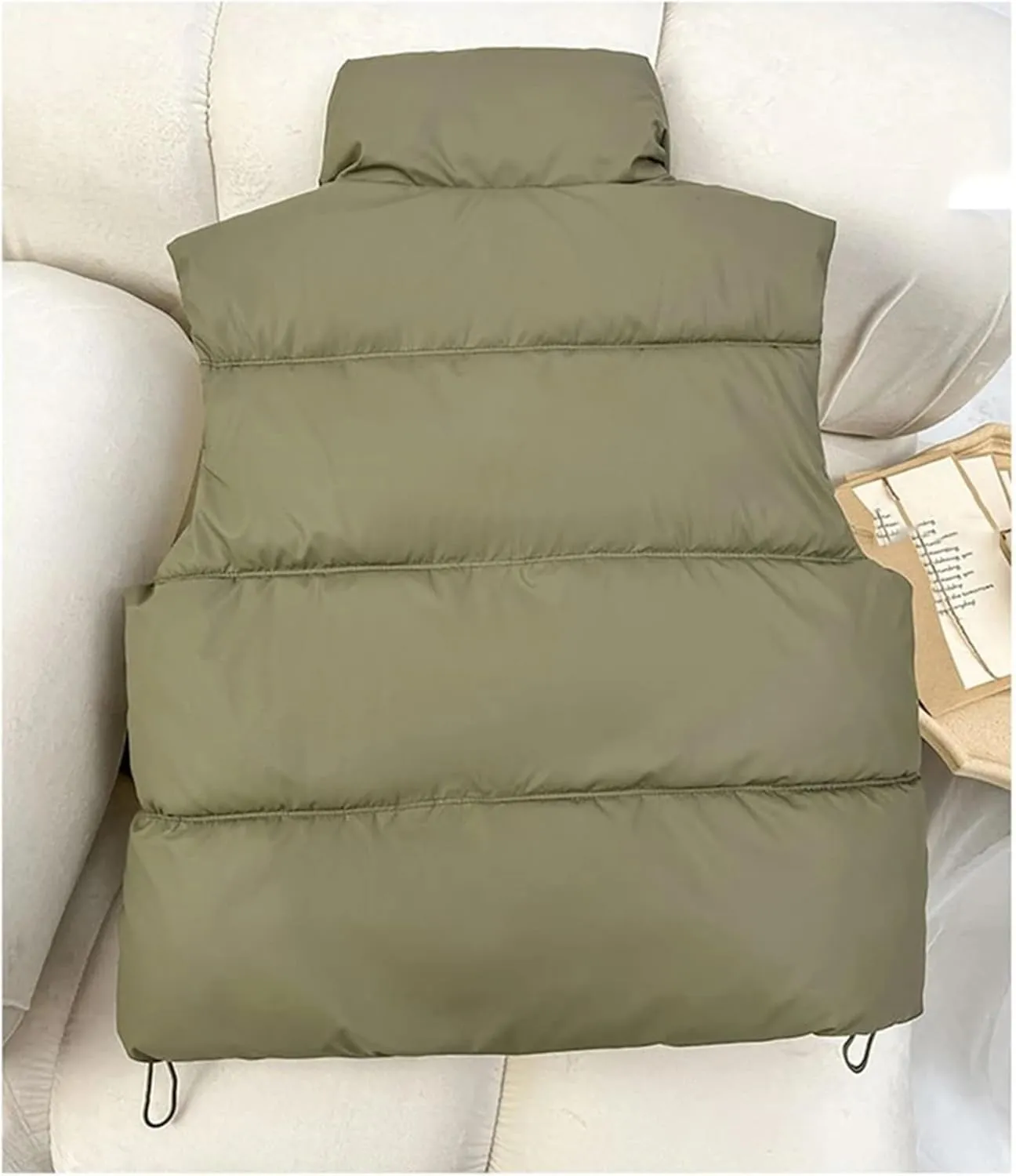Women Puffer Vest Loose Zip Up Stand Collar Sleeveless Puffy Jackets Winter Cotton Padded Waistcoat
