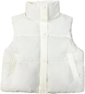 Women Puffer Vest Loose Zip Up Stand Collar Sleeveless Puffy Jackets Winter Cotton Padded Waistcoat