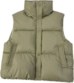 Women Puffer Vest Loose Zip Up Stand Collar Sleeveless Puffy Jackets Winter Cotton Padded Waistcoat