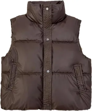 Women Puffer Vest Loose Zip Up Stand Collar Sleeveless Puffy Jackets Winter Cotton Padded Waistcoat