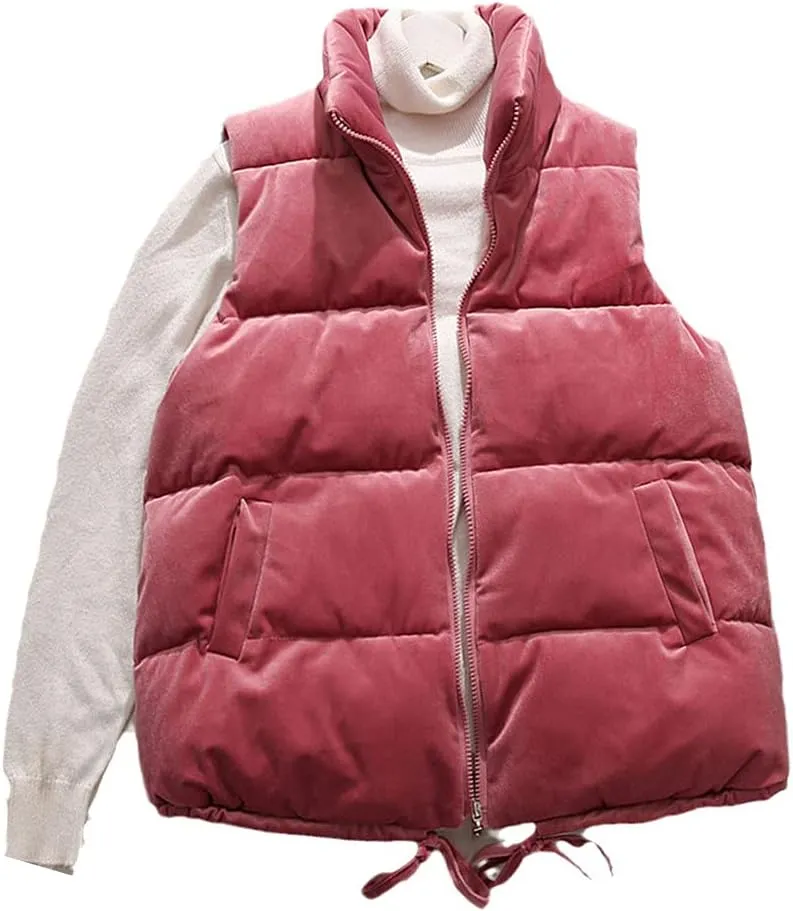 Women Sleeveless Vest Winter Warm Jacket Down Cotton Padded Veats Mandarin Collar Sleeveless Waistcoat