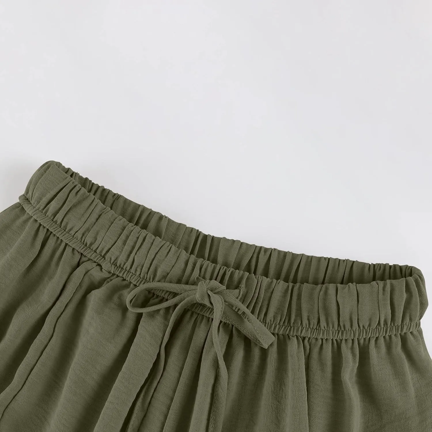Women Summer Beach Vacation Pants Wide Leg High Waisted Drawstring Pants Casual Boho Loose Trendy Palazzo Clothes