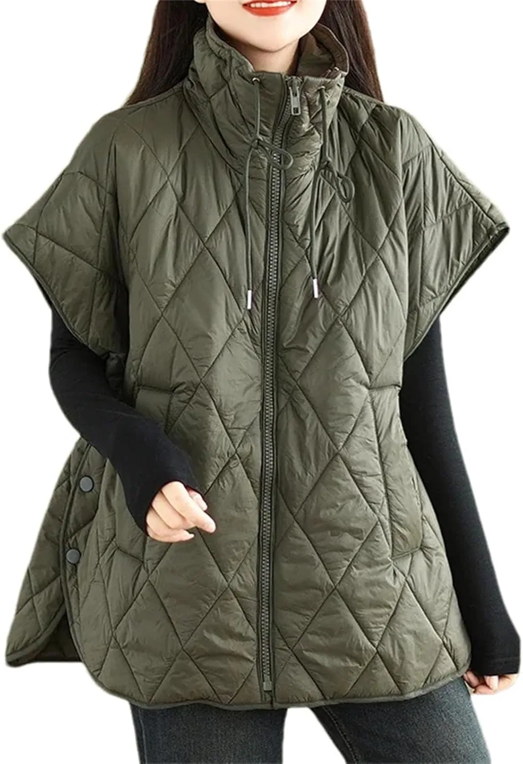 Women Winter Cotton Padded Vest Parkas Oversized Zipper Sleeveless Loose Puffer Waistcoat With Pockets