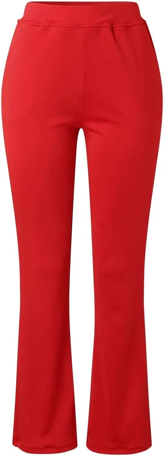 Womens Bootcut Dress Pants Business Casual Work Pants with Pockets High Waist Stretchy Trousers Pull On Office Slacks