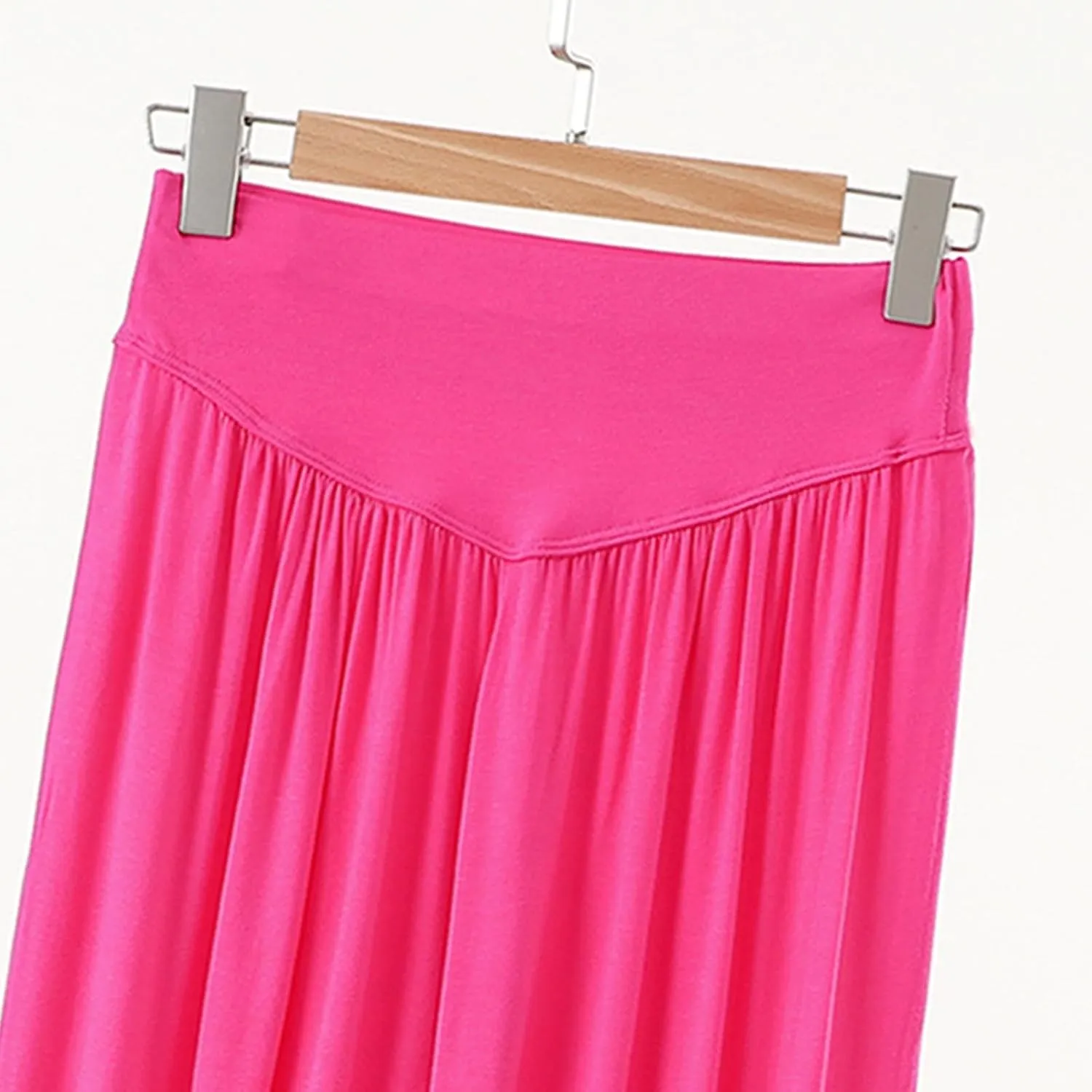 Women's Casual Wide Leg Pants Elastic High Waist Lounge Pants Summer Lightweight Solid Color Baggy Comfy Yoga Trousers